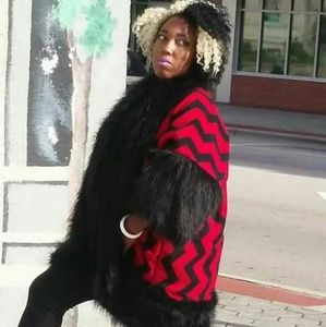 Red & Black Fur Coat